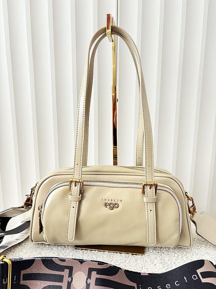 Ego torebka kuferek skórzana beżowa