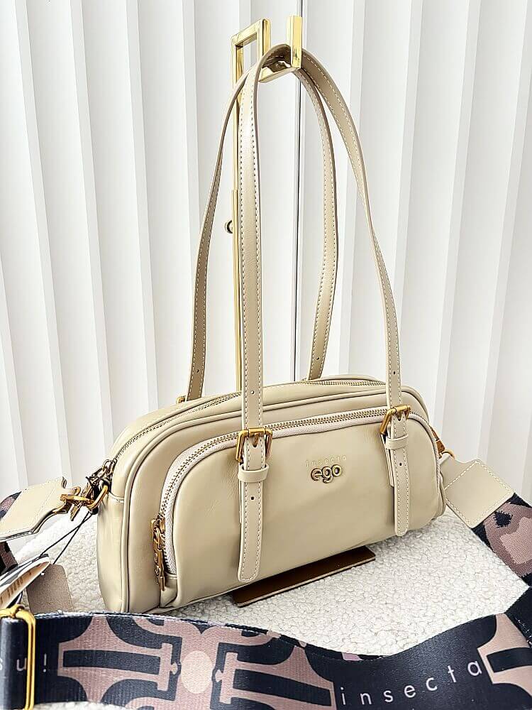 Ego torebka kuferek skórzana beżowa