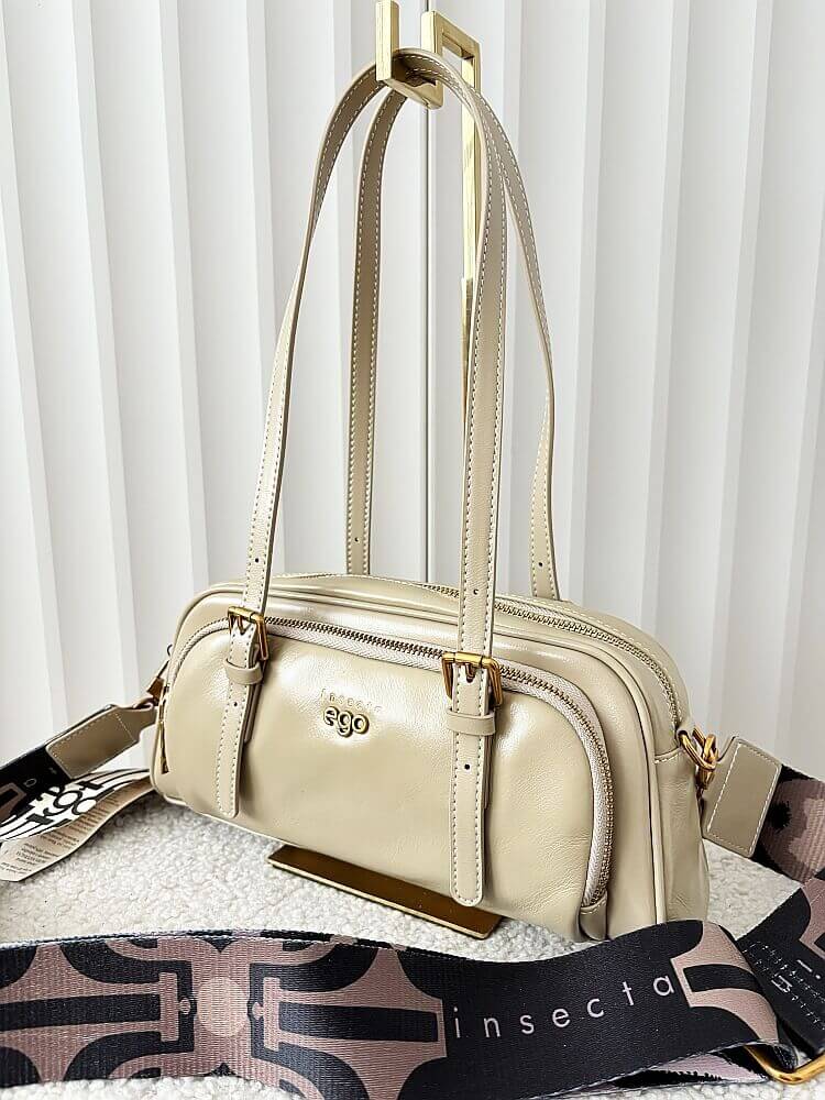 Ego torebka kuferek skórzana beżowa
