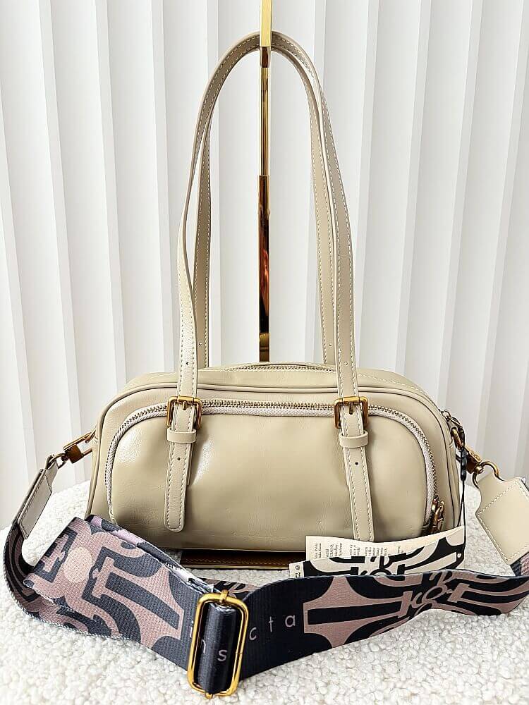 Ego torebka kuferek skórzana beżowa