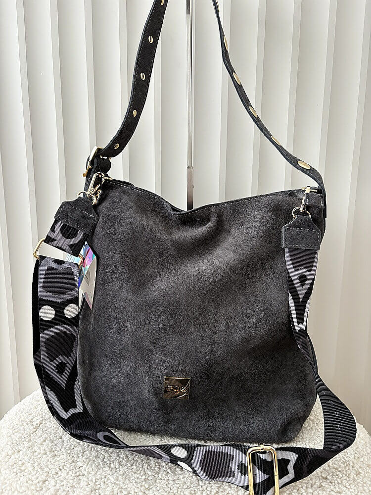 Ego torebka shopper zamszowa szara na ramię