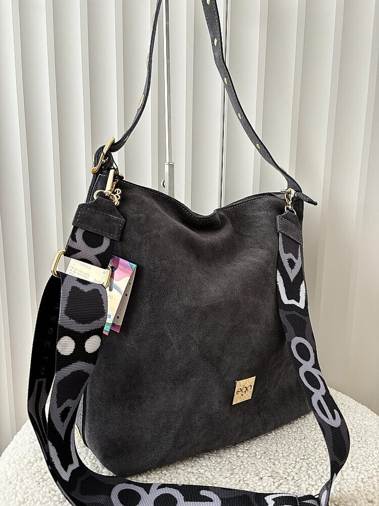 Ego torebka shopper zamszowa szara na ramię