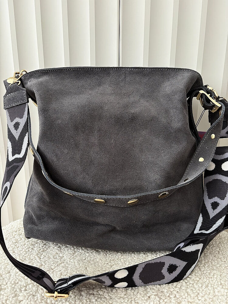 Ego torebka shopper zamszowa szara na ramię