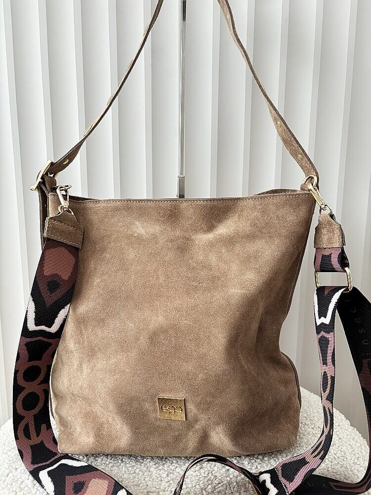 Ego torebka shopper zamszowa taupe na ramię