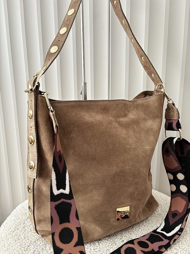 Ego torebka shopper zamszowa taupe na ramię