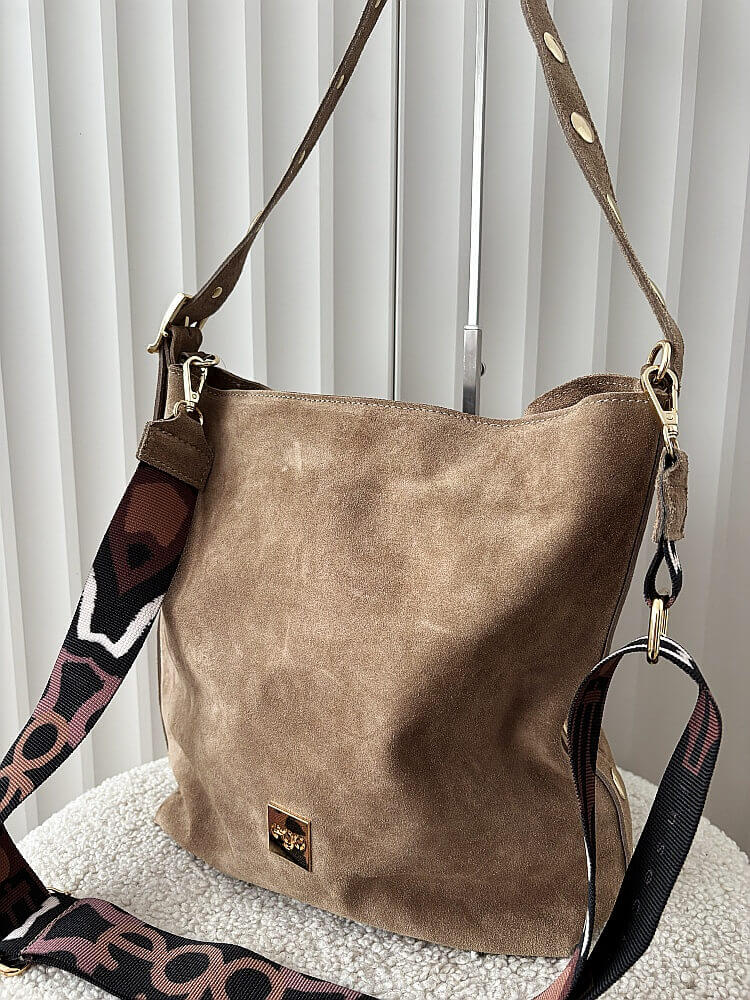 Ego torebka shopper zamszowa taupe na ramię