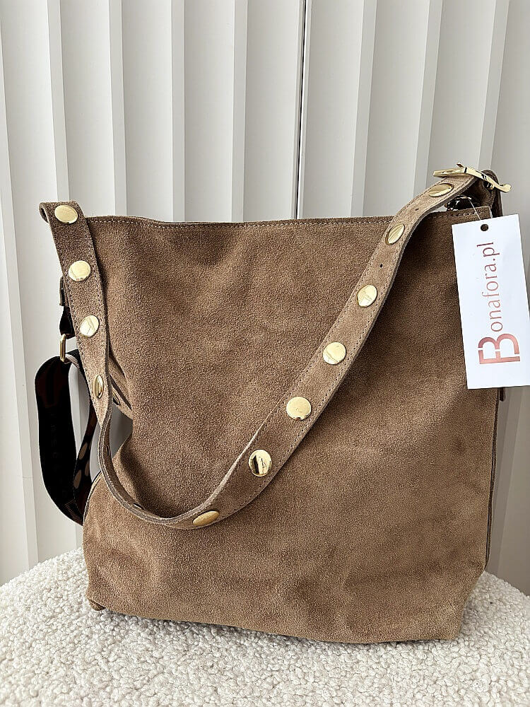 Ego torebka shopper zamszowa taupe na ramię