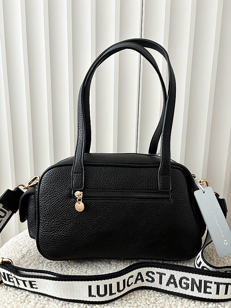 Lulu Castagnette torebka kuferek na ramię czarna z kieszeniami