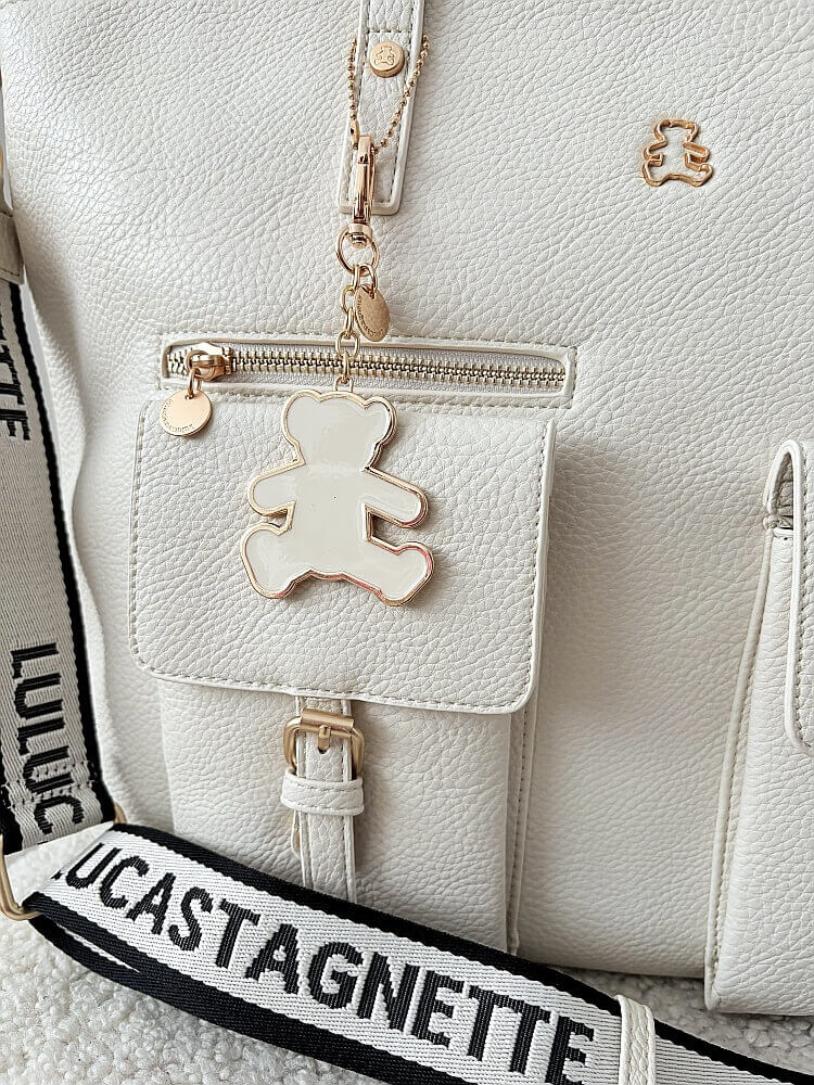  Lulu Castagnette torebka shopper ecru z kieszeniami