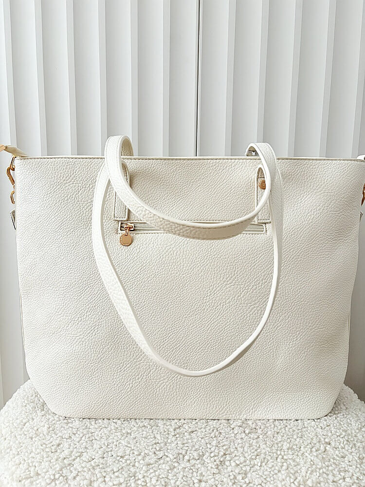  Lulu Castagnette torebka shopper ecru z kieszeniami