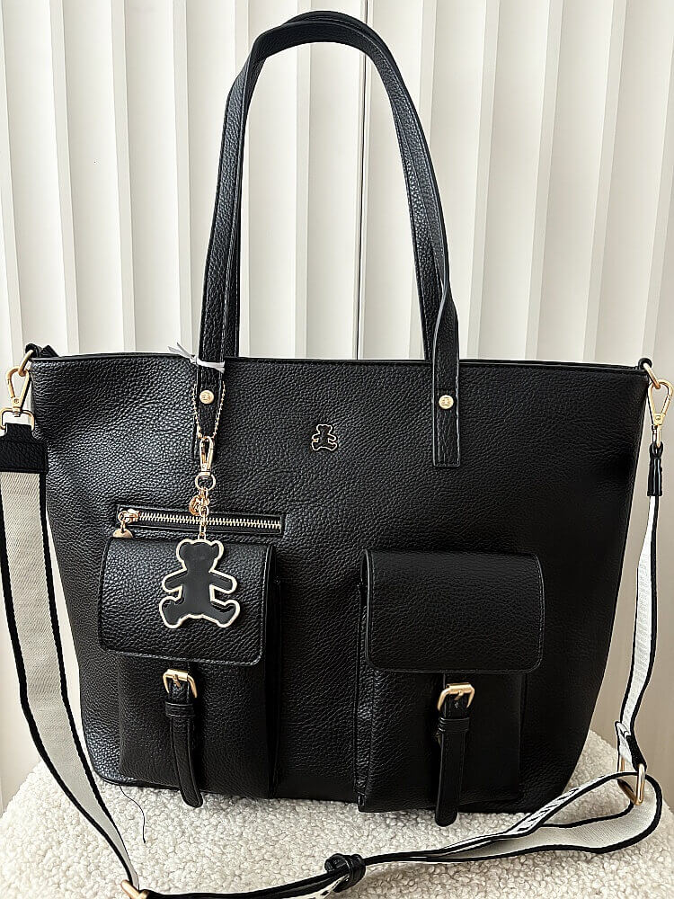  Lulu Castagnette torebka shopper czarna z kieszeniami