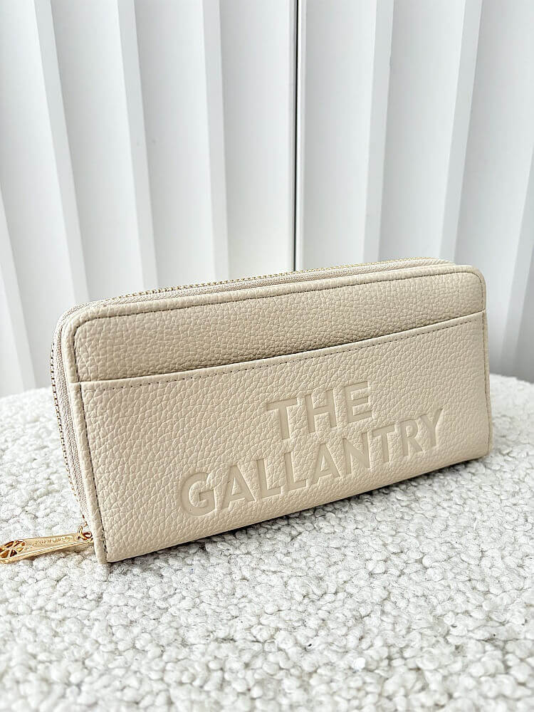 Gallantry duży portfel beżowy z napisem