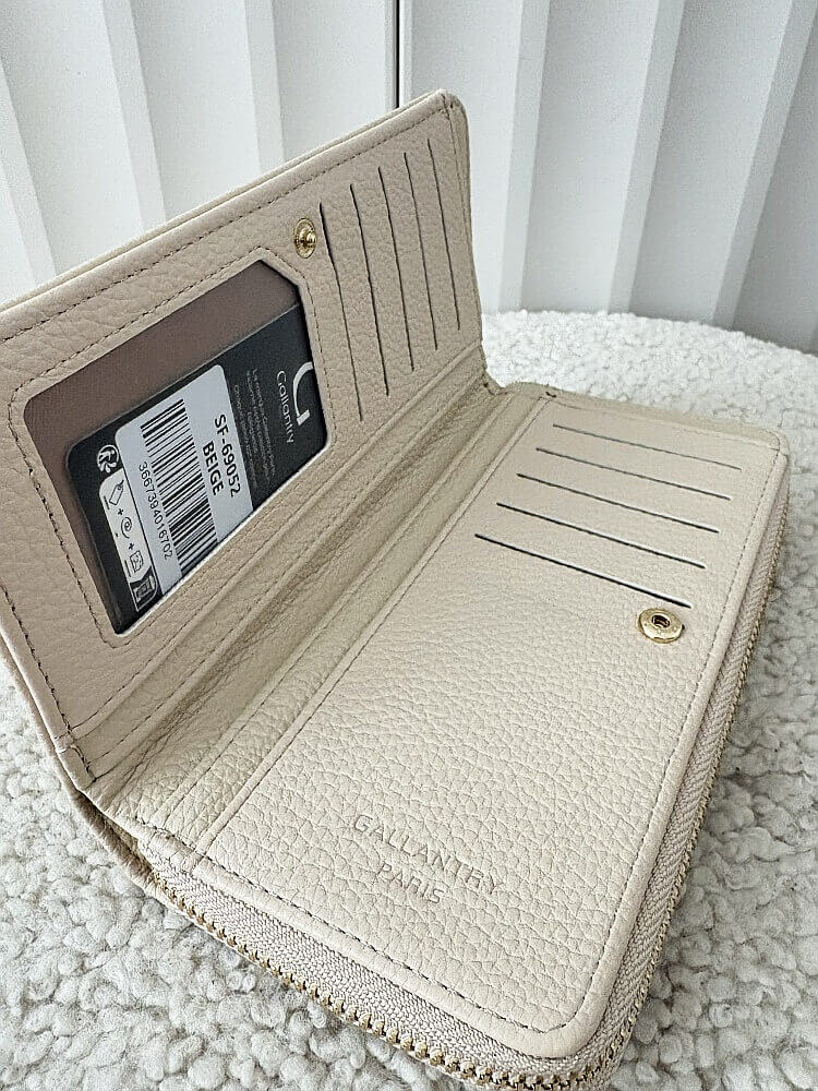 Gallantry duży portfel beżowy z napisem