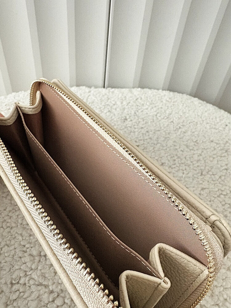 Gallantry duży portfel beżowy z napisem