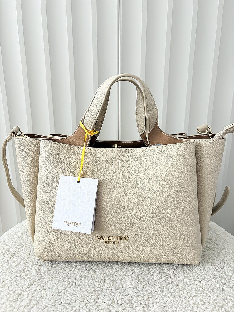 Torebka shopperka jasnobeżowa trzykomorowa