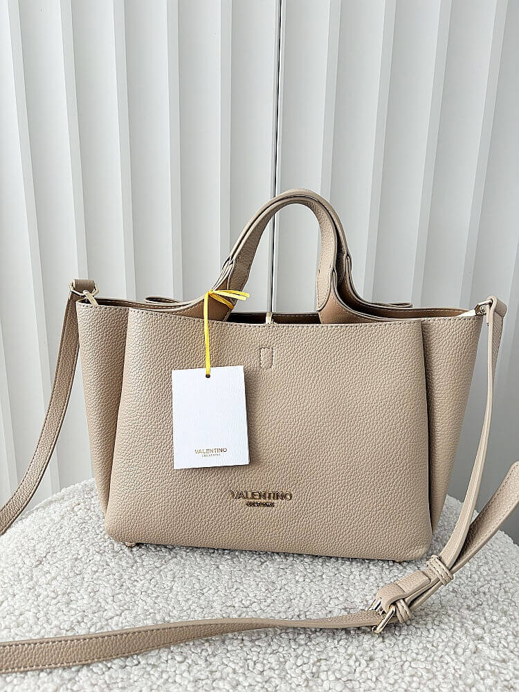 Torebka shopperka beżowa trzykomorowa