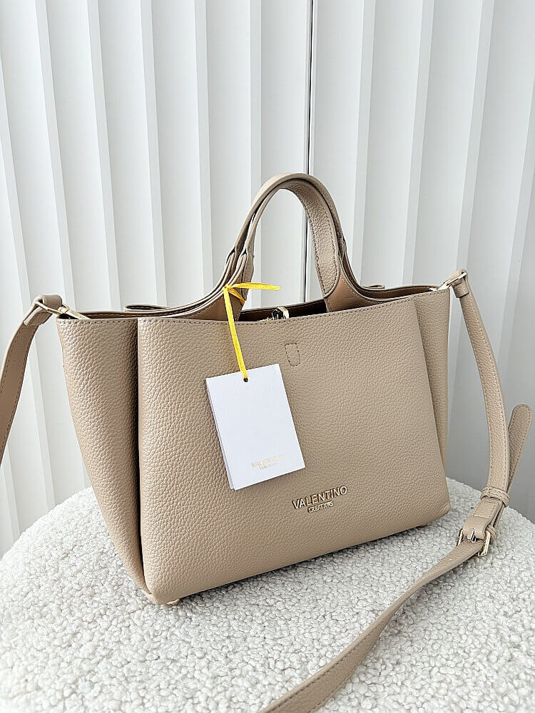 Torebka shopperka beżowa trzykomorowa