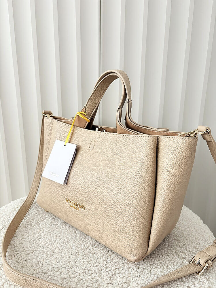 Torebka shopperka beżowa trzykomorowa