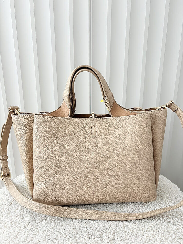 Torebka shopperka beżowa trzykomorowa