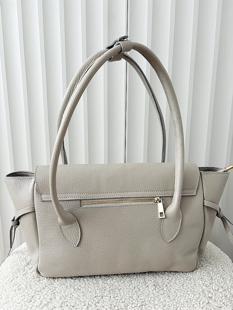 Laura Biaggi skórzana torba shopper na ramię beżowa