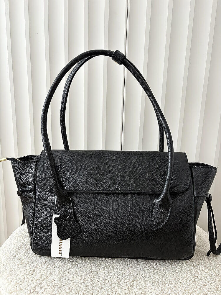 Laura Biaggi skórzana torba shopper na ramię czarna