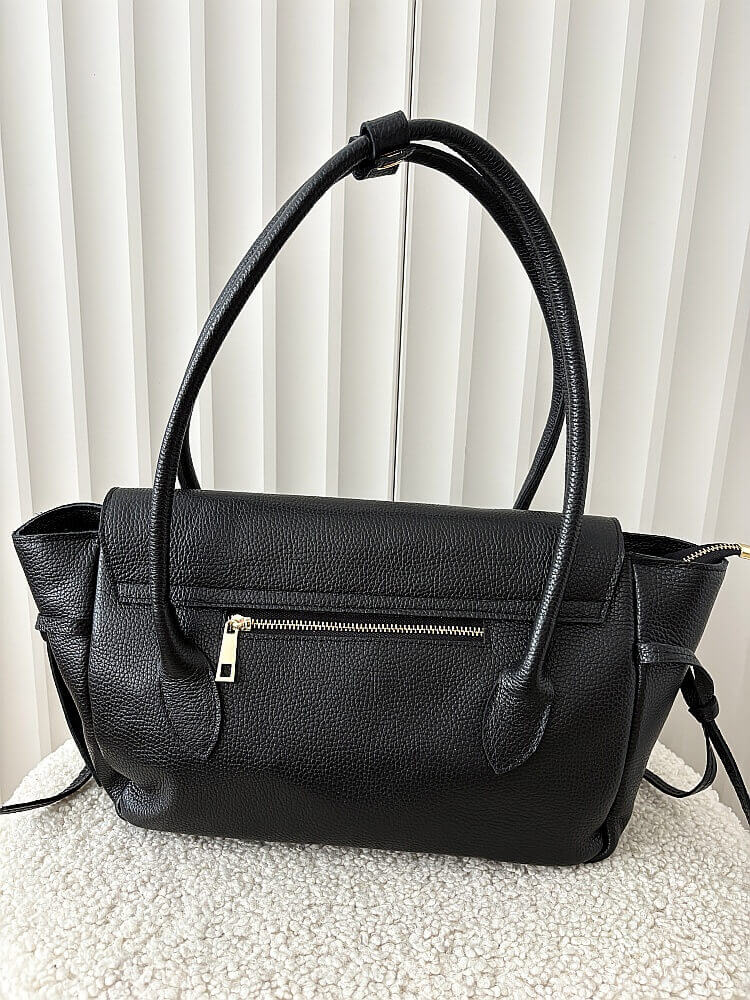 Laura Biaggi skórzana torba shopper na ramię czarna