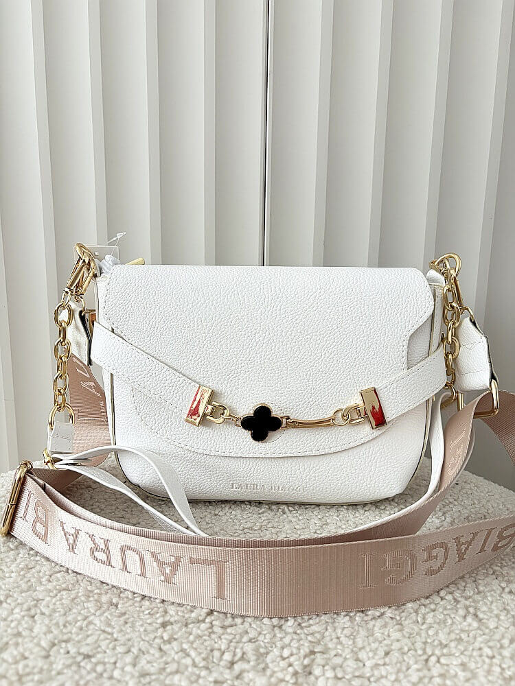 Laura Biaggi torebka listonoszka biała z klapką