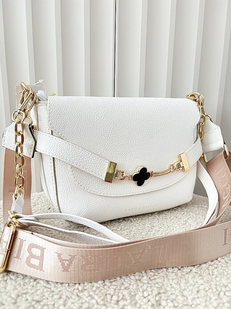 Laura Biaggi torebka listonoszka biała z klapką