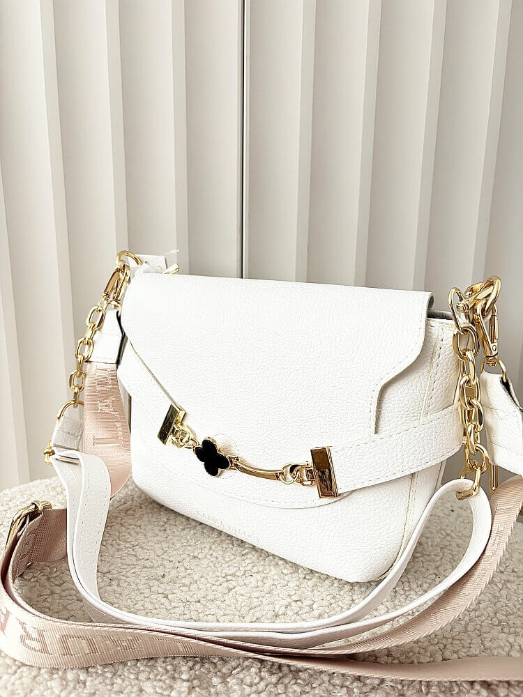 Laura Biaggi torebka listonoszka biała z klapką