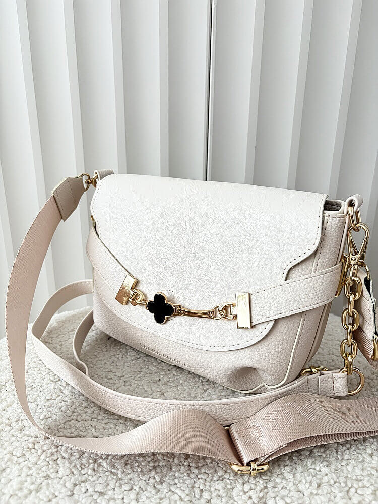 Laura Biaggi torebka listonoszka beżowa z klapką