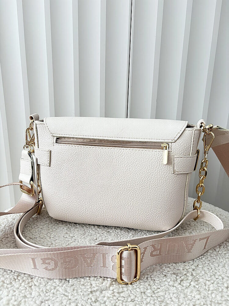 Laura Biaggi torebka listonoszka beżowa z klapką