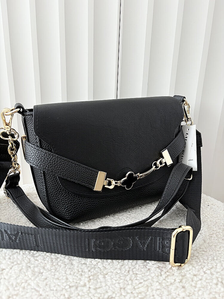 Laura Biaggi torebka listonoszka czarna z klapką