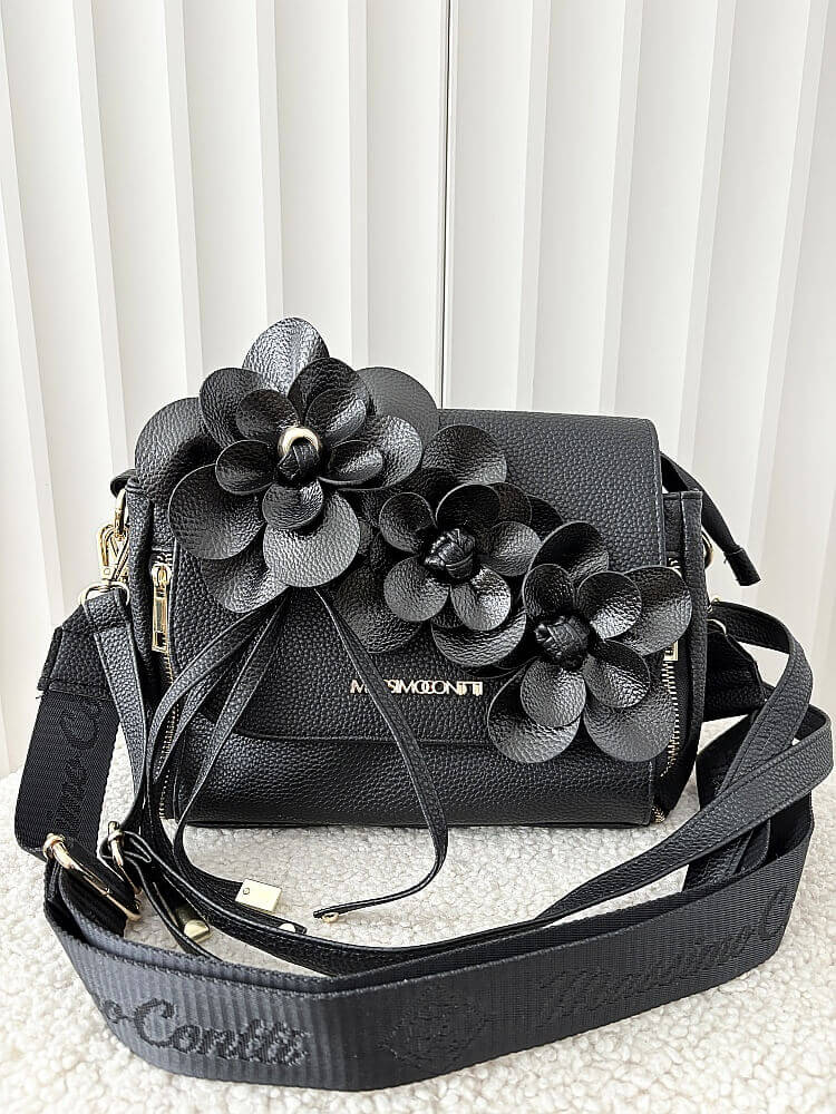 Massimo Contti torebka listonoszka czarna kwiaty zip