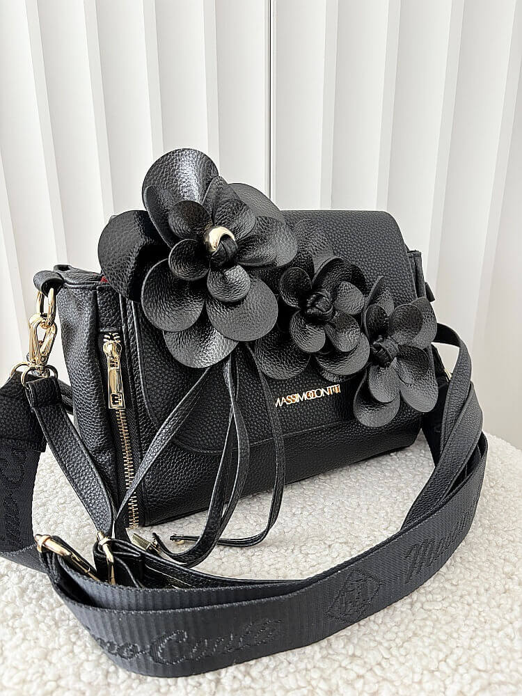 Massimo Contti torebka listonoszka czarna kwiaty zip