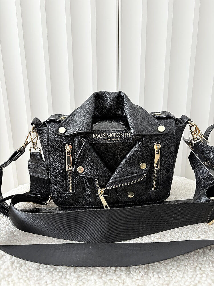 Massimo Contti listonoszka czarna zip z klapką