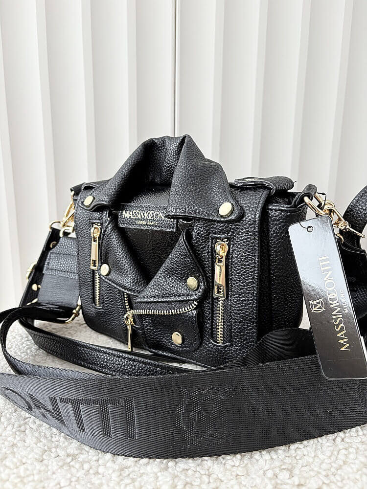 Massimo Contti listonoszka czarna zip z klapką