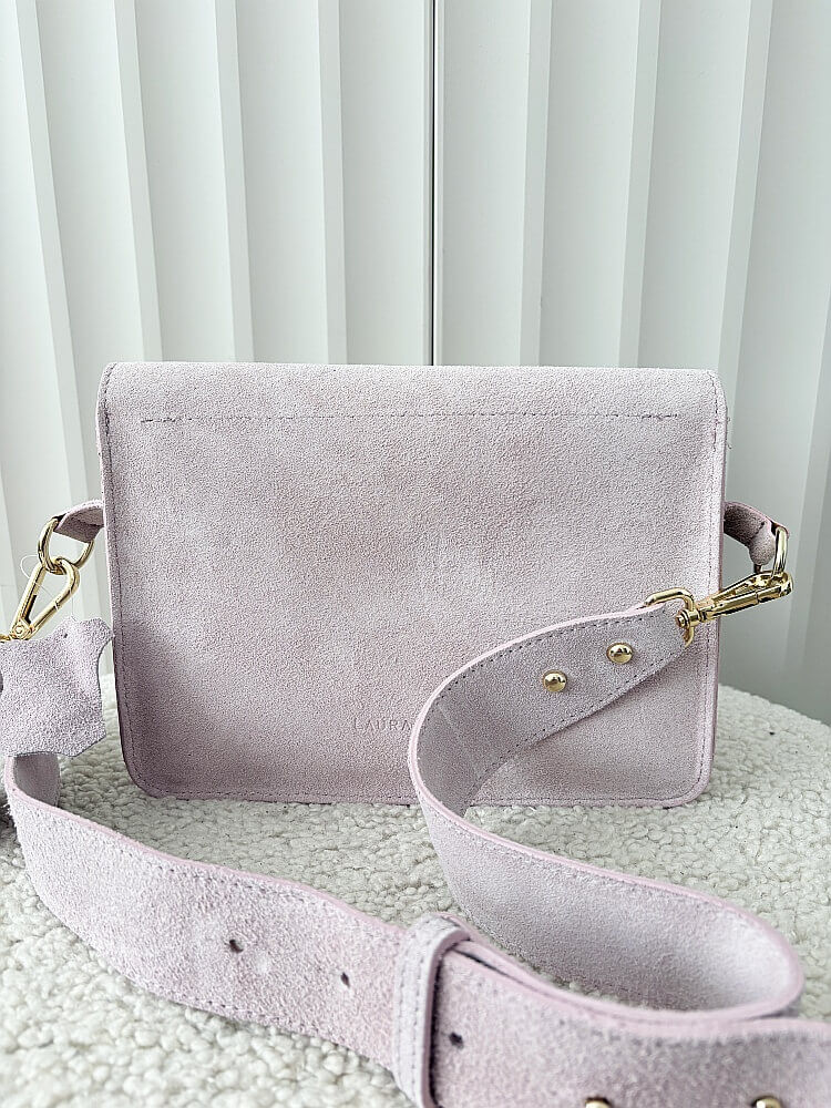 Laura Biaggi torebka listonoszka L zamszowa różowa z klapką