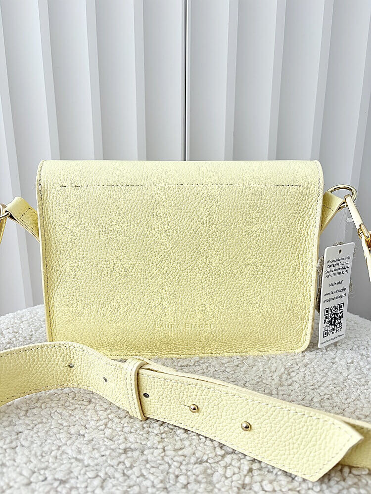 Laura Biaggi torebka listonoszka L skórzana żółta z klapką