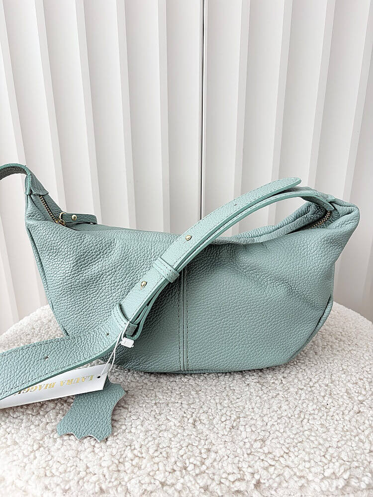 Laura Biaggi duża torebka listonoszka skórzana zielona