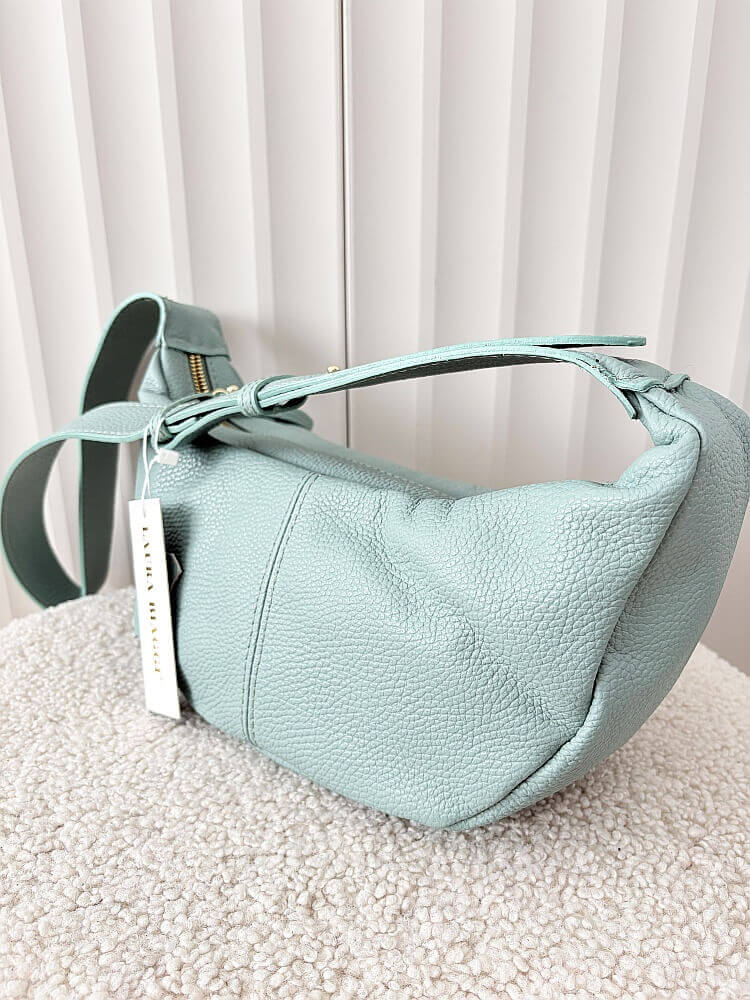 Laura Biaggi duża torebka listonoszka skórzana zielona