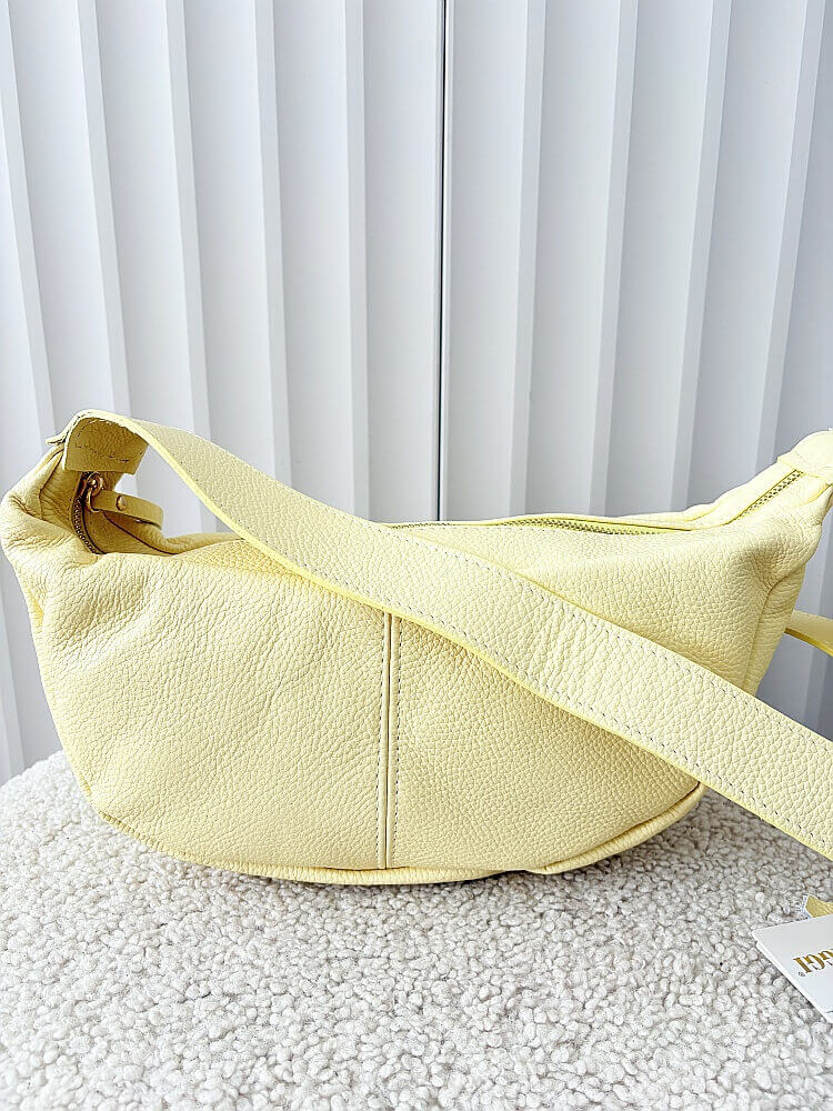 Laura Biaggi duża torebka listonoszka skórzana jasnożółta