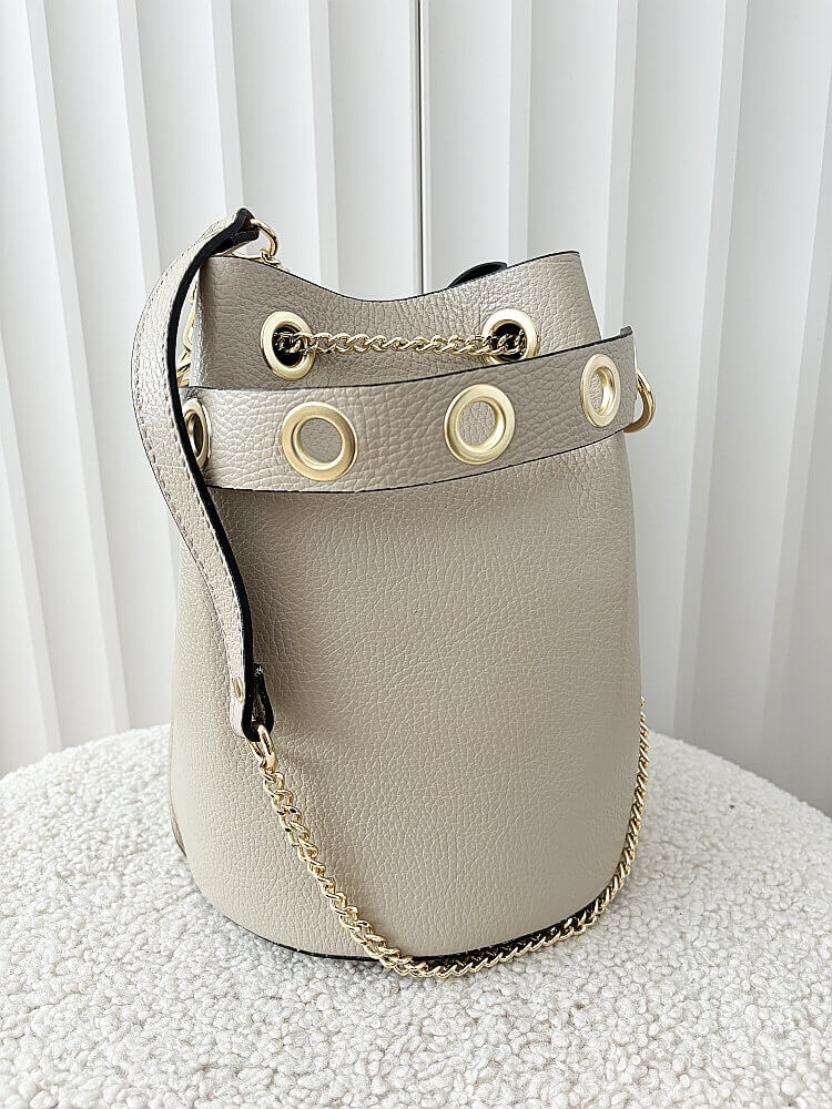 Laura Biaggi torebka worek skórzany beżowy