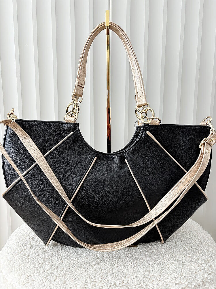 Massimo Contti torba shopper na ramię czarna ze złotym