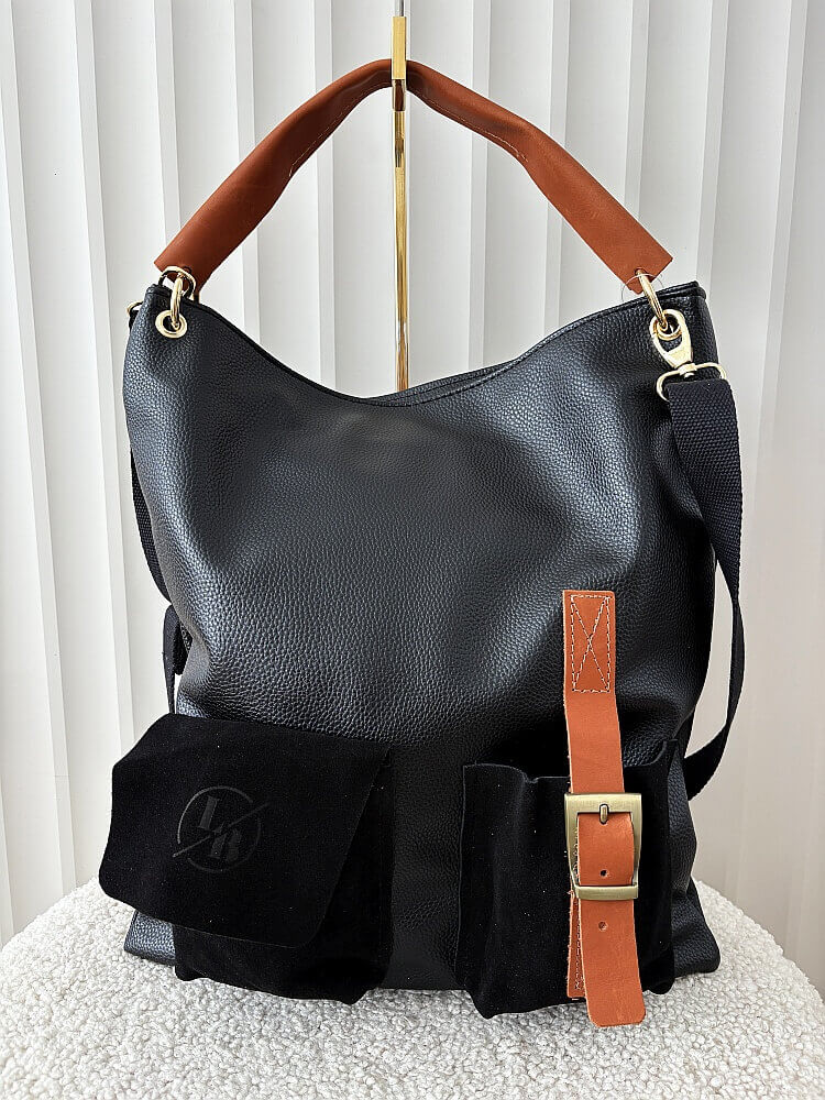 Laura Biaggi shopper worek czarna z kieszeniami