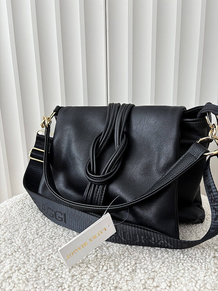 Laura Biaggi torebka listonoszka czarna z węzłem