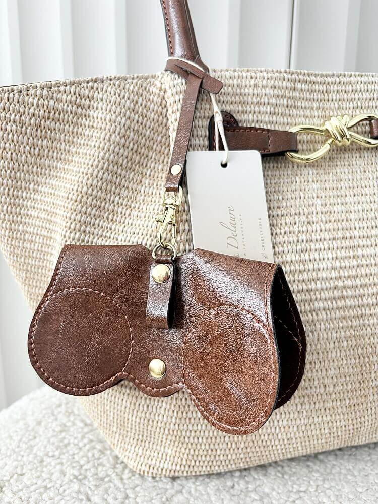 Ines Delaure torebka shopper koszyk na ramię beżowa z brązowym