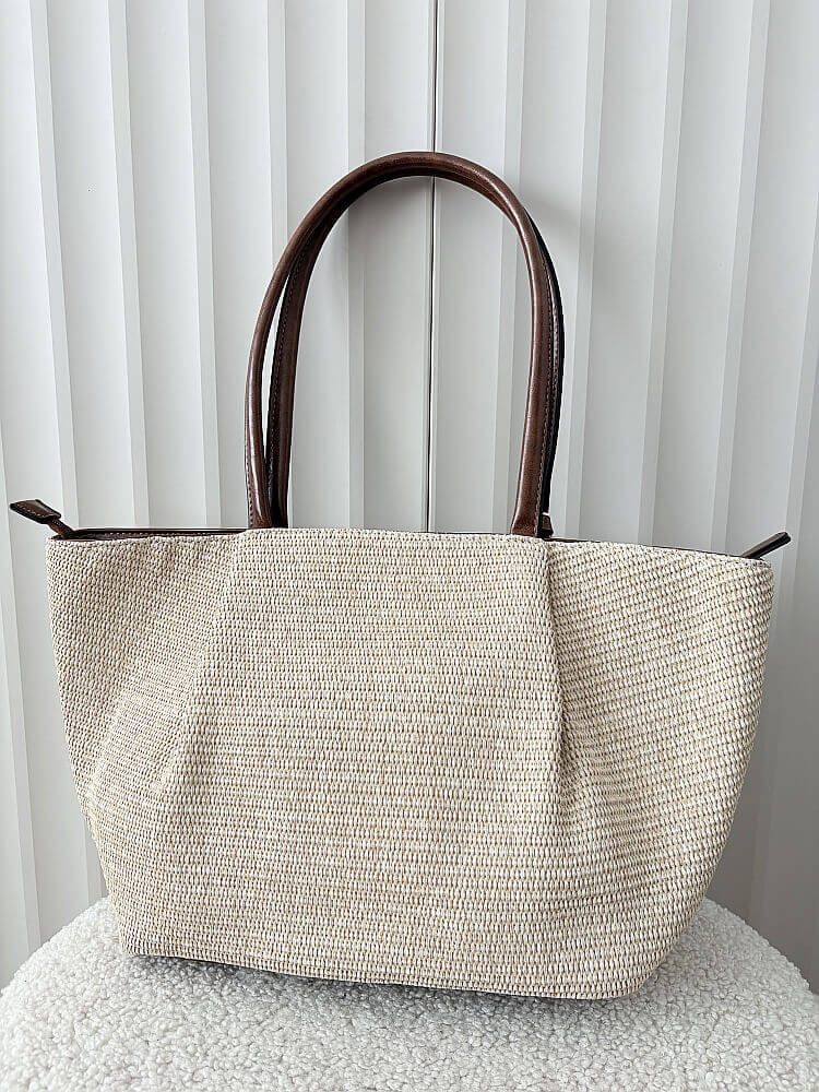 Ines Delaure torebka shopper koszyk na ramię beżowa z brązowym