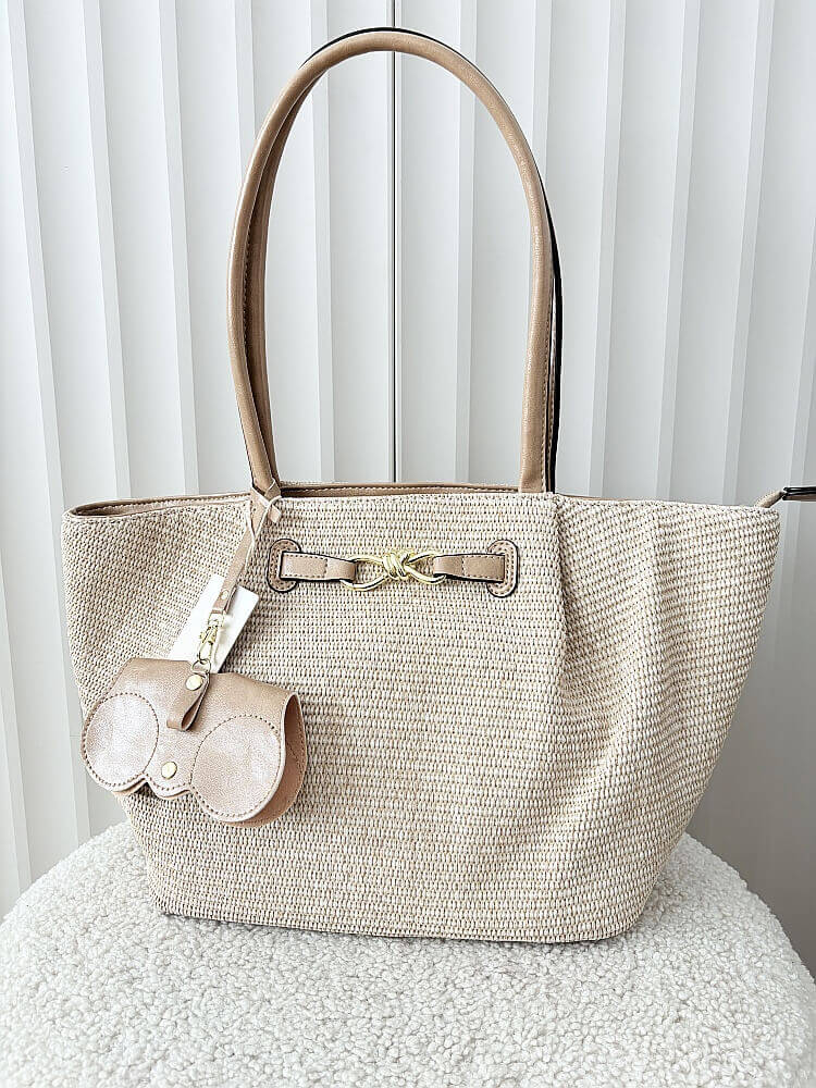 Ines Delaure torebka shopper koszyk na ramię beżowa