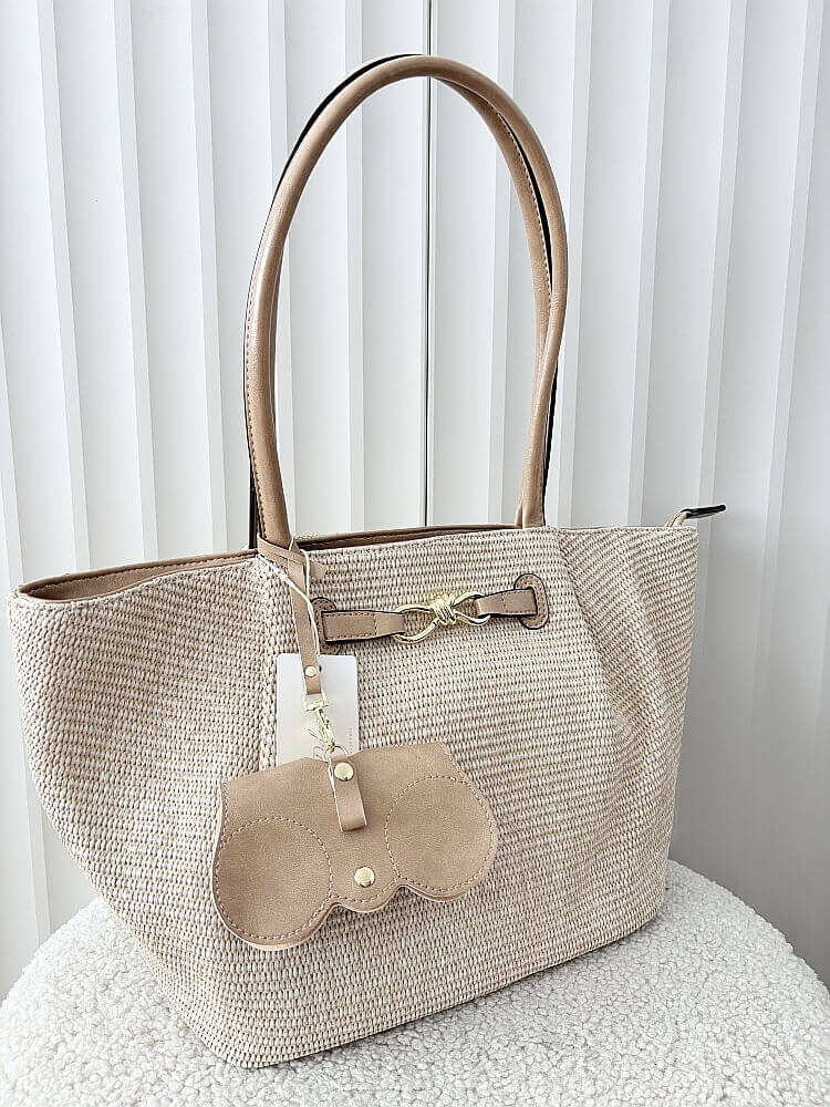 Ines Delaure torebka shopper koszyk na ramię beżowa