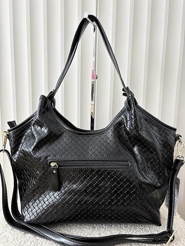 Ines Delaure torebka shopper na ramię czarna plecionka